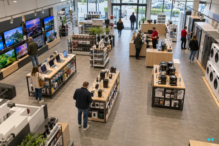 Illustratief camera-overzicht van een winkel
